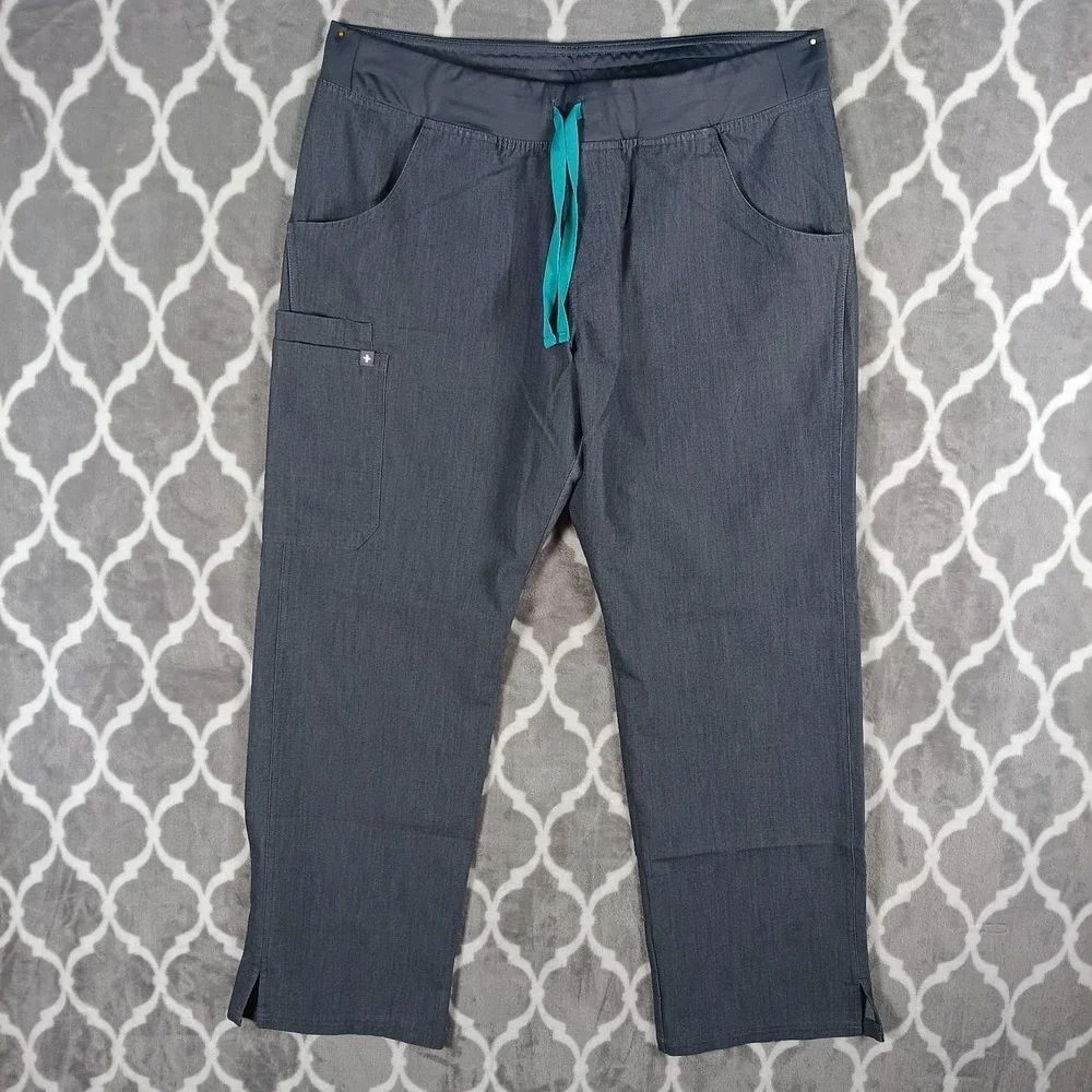 Figs Kade Cargo Scrub Pants Women Large Graphite Straight Leg Medical T21004
